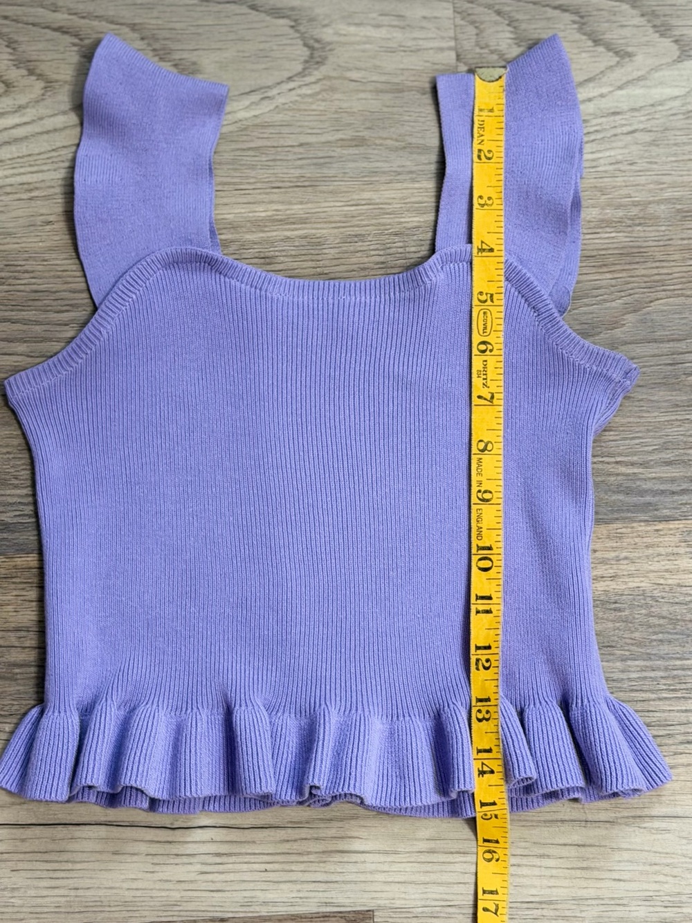 Square-Neck Lavender Ribbed Tank with Ruffle Hem - Picture 5 of 6